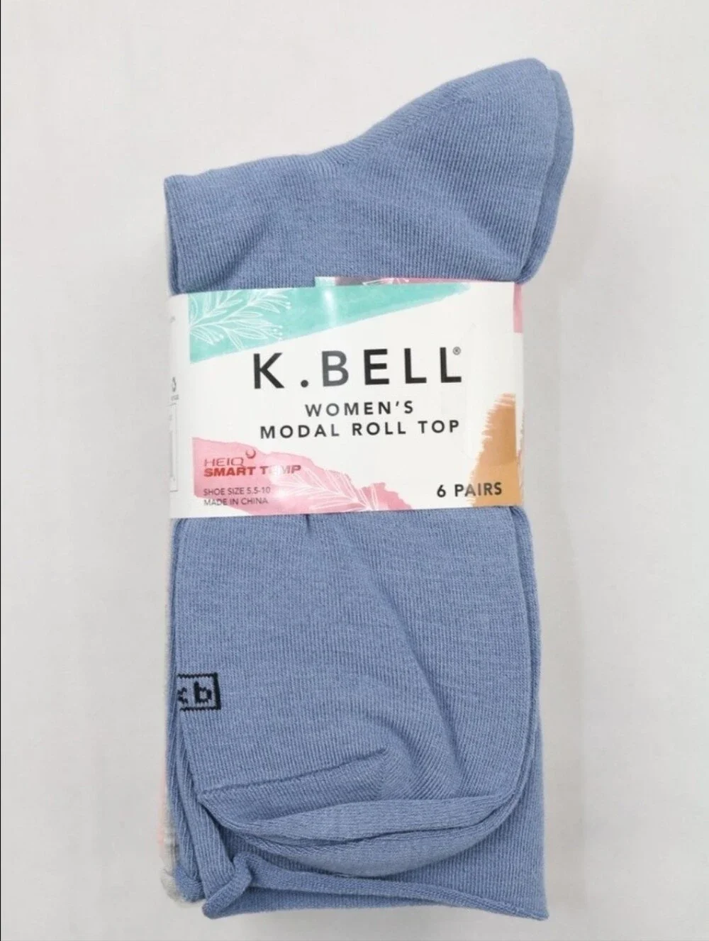 K.Bell Women’s Modal Roll Top Socks, 6 Pairs, Size 5–10 Multi Color,